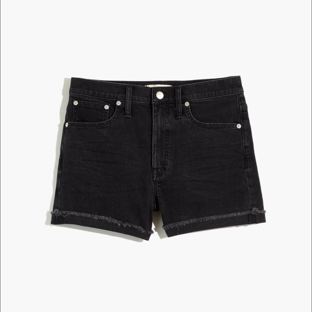 High-Rise Denim Shorts Lunar Wash Raw-Hem Edition